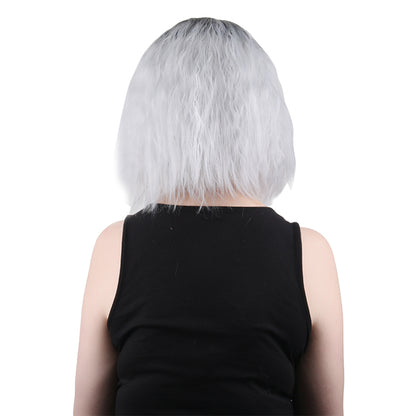 Ombre Silver Grey Wigs Short Length Wigs Women Middle Part Dark Roots Heat Resistant Synthetic Wigs