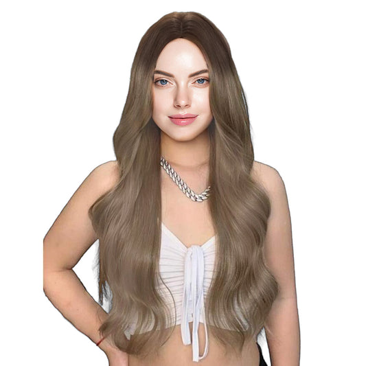 30 Inch charming Long Natural Wave Brown Lace Front Wig For Women Daily Wear