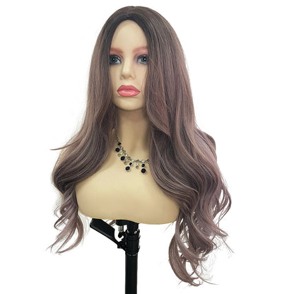 28 Inch Long Purple Color Natural Wave Synthetic Wigs for Women Daily Party Wear
