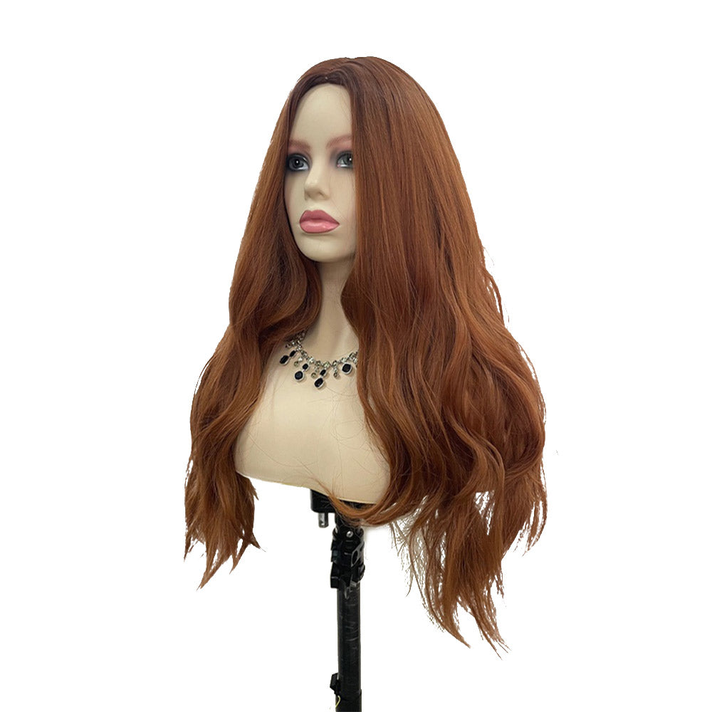 25 Inch Charming Long Loose Wave Dark Orange Synthetic Fiber Wig For Women Daily Wear