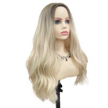 26 Inch Attactive Long Natural Wave Blonde Wigs Synthetic Fiber Wigs For Women Daily Wear