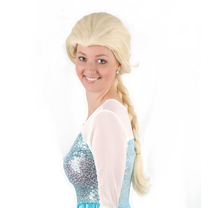 24 inch Beautiful Long Curly Braid Cosplay Character Elsa Synthetic Fiber Wig Party Wear