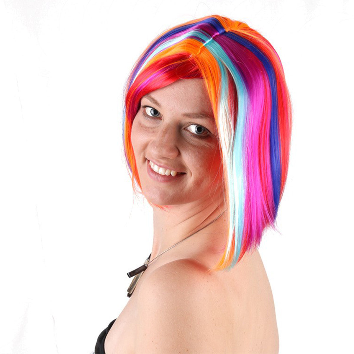 10 Inch Oq Hair Glueless Human Kinky Straight Colorful Wig For Daily Party