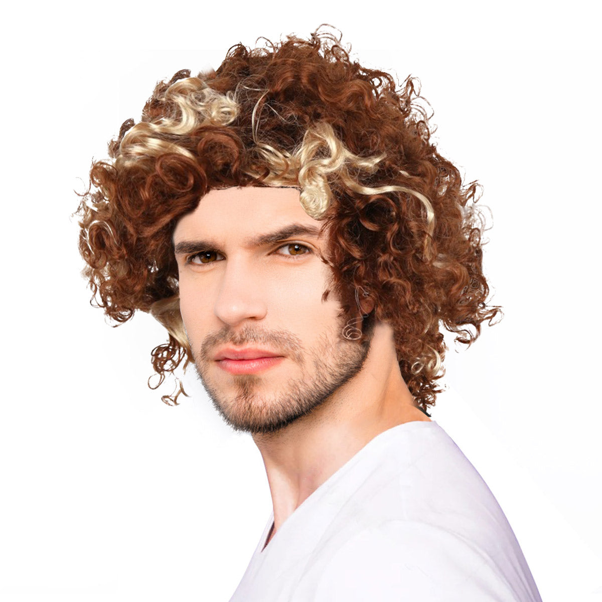16 Inch Oq Hair Glueless Human Hair Curly Wigs Dark Brown Wig Party Wig