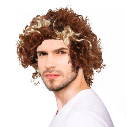 16 Inch Oq Hair Glueless Human Hair Curly Wigs Dark Brown Wig Party Wig