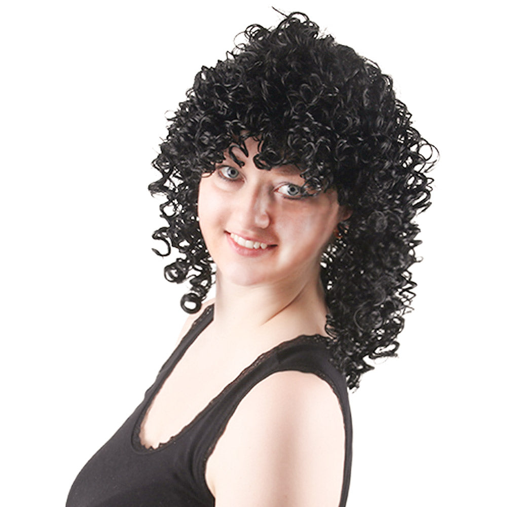 16 Inch Black Super Mario Long Curly African Corn Perm Curls Women's Holiday Wigs
