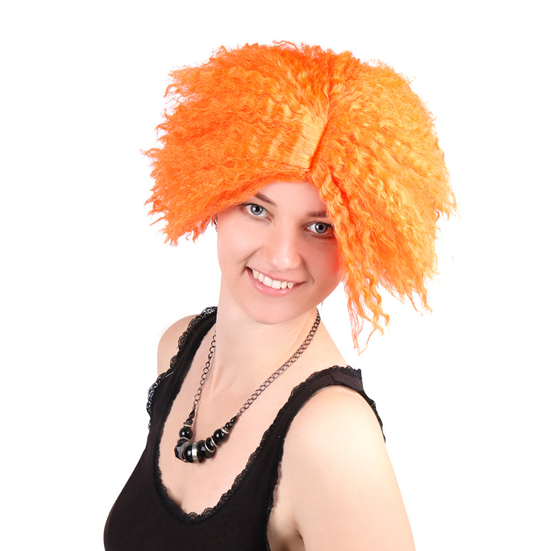 14 Inch Wonderland Mad Hatter Wig Orange Corn Perm Holiday Party Ladies Dress Up Wig