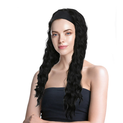 28 Inch Charming Long Natural Black Kinky Curl Synthetic Fiber Wig For Women Party Wear