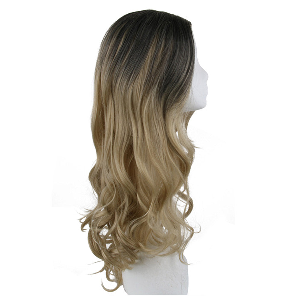 24 Inch Long Charming Black Brown Gradient Dwight Yoakam Synthetic Lace Front Wig Hair For Woman Daily