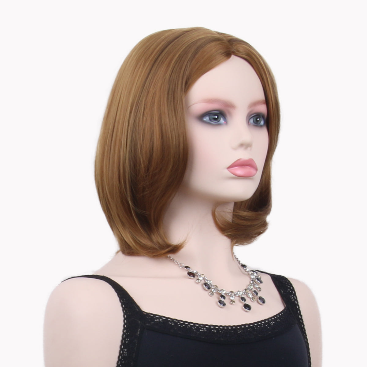 12 Inch Attractive Short Kinky Straight Dark Brown Ombre Synthetic Fiber Wig For Women Daily Wear