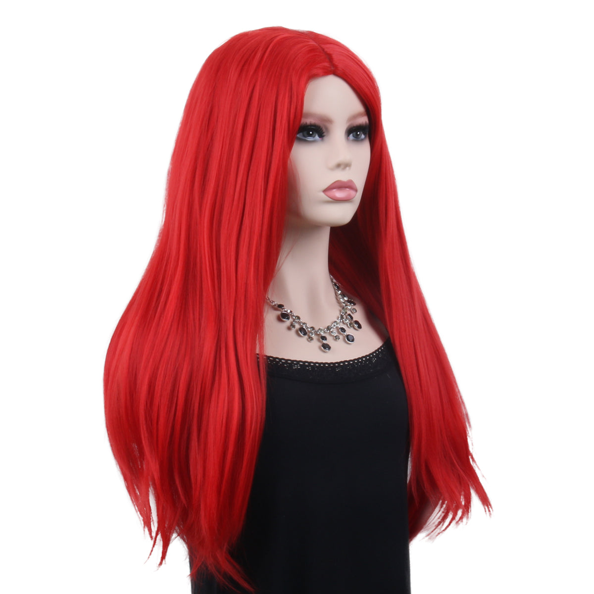 Long Straight Red Wigs for Women Natural Hairline Middle Part Synthetic Wigs for Women Halloween Cosplay Party