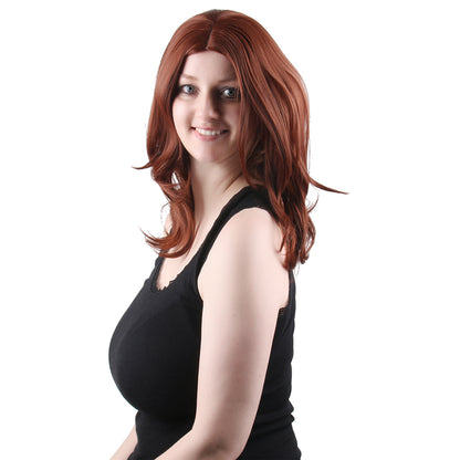 20 Inch Attractive Middle Length Brown Loose Wave Synthetic Fiber Wig For Women Daily Wear