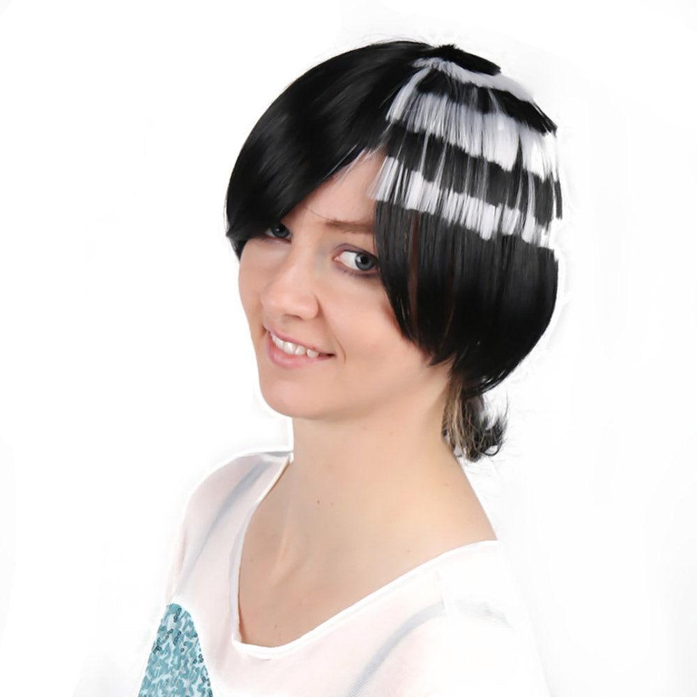 12 Inch Fashionable Short Silky Straight Wave Cosplay Soul Eater Synthetic Fiber Wig For Party Wear