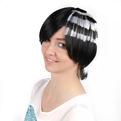 12 Inch Fashionable Short Silky Straight Wave Cosplay Soul Eater Synthetic Fiber Wig For Party Wear