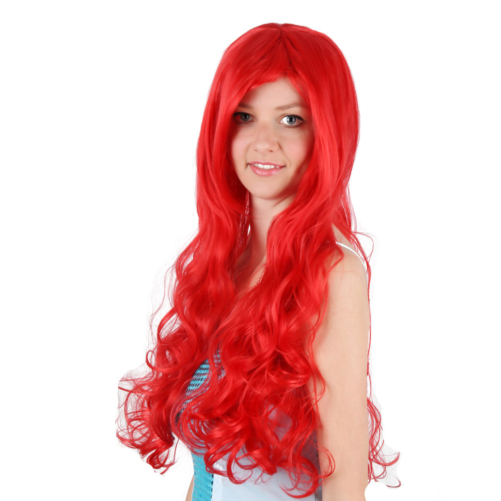 30 Inch Beautiful Long Kinky Curl Red Mermaid Synthetic Fiber Wig For Women Party Wear