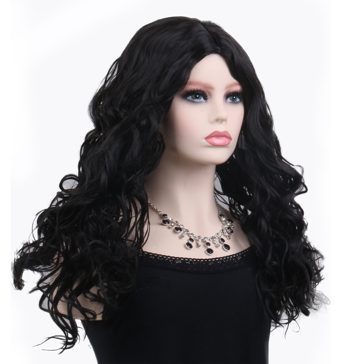 22 Inch Short Beautiful Black Kinky Curly Curtain Bangs Synthetic Wig For Black Women Daily Wear