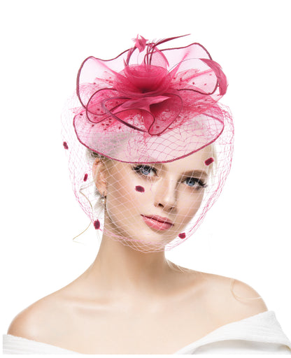 new feather mesh horse racing festival hat bride wedding photography retro ball hat tea party banquet headdressEuropean and American new feather mesh horse racing festival hat bride wedding photography retro ball hat tea party banquet headdress