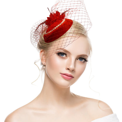Night Shanghai cheongsam accessories, small hat, female headdress, celebrity accessories, veil, evening dress hair accessories, retro mesh hat