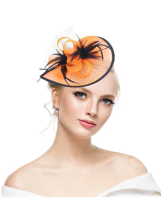 Cross-border church bride Jockey Club headdress retro veil celebrity feather hat female hair accessories stage mesh dinner