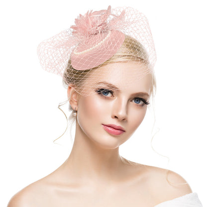 Night Shanghai cheongsam accessories, small hat, female headdress, celebrity accessories, veil, evening dress hair accessories, retro mesh hat
