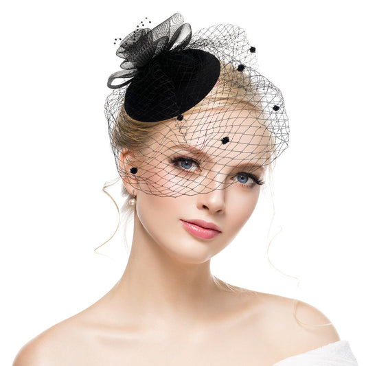 Small hat female headdress celebrity cheongsam accessories Republic of China bride hat veil evening dress hair accessories retro mesh hat