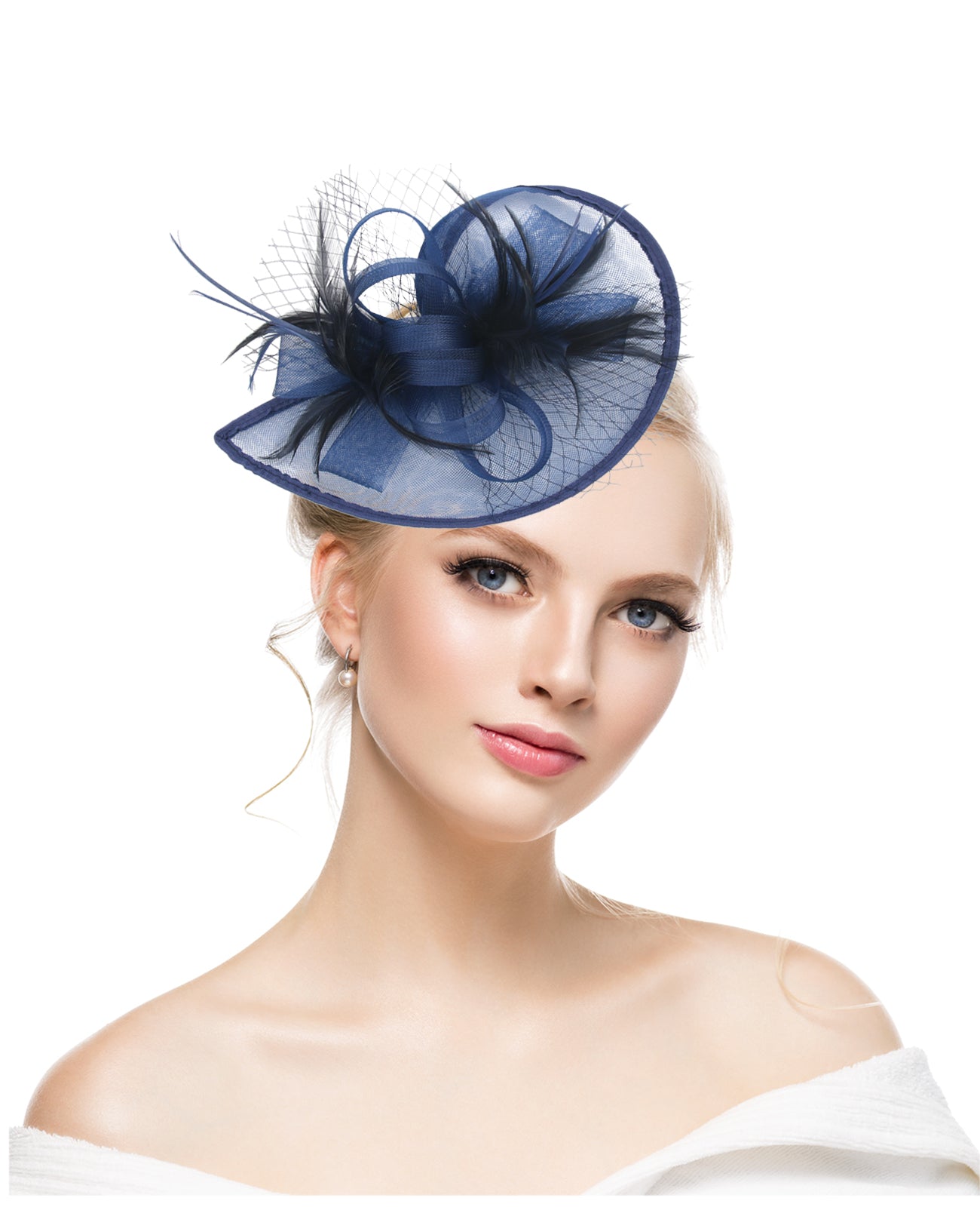 Cross-border church bride Jockey Club headdress retro veil celebrity feather hat female hair accessories stage mesh dinner