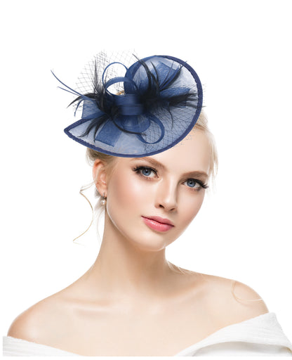 Cross-border church bride Jockey Club headdress retro veil celebrity feather hat female hair accessories stage mesh dinner