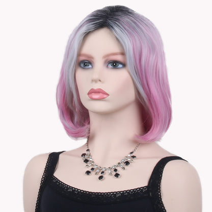 12 Inch Black Pink Silver Gradient Luvme Colored Human Hair Headband Wigs Or Black Women With Swig 40 Oz Tumber With Handle