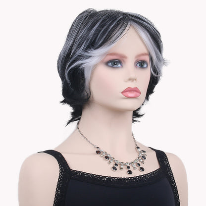 12 Inch Short Black And White Miss Flower Store Mullet Wigs 250 Density For Black Women Human Hair Glueless