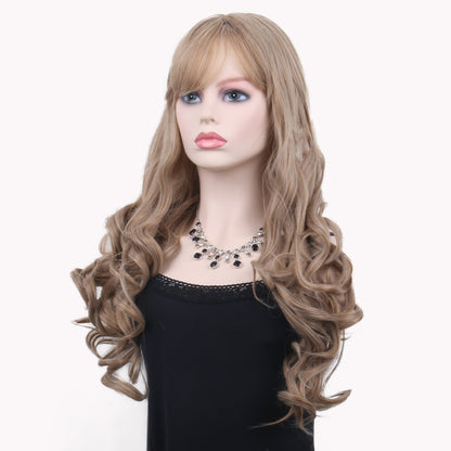 24 Inch Fashion Beautiful Brown Long Loose Wave Synthetic Fiber Wig For Women Daily Wear