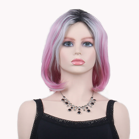 12 Inch Black Pink Silver Gradient Luvme Colored Human Hair Headband Wigs Or Black Women With Swig 40 Oz Tumber With Handle