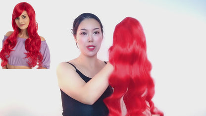 30 Inch Beautiful Long Kinky Curl Red Mermaid Synthetic Fiber Wig For Women Party Wear