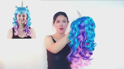 28 Inch Funky Long kinky Curl Unicorn Wigs For adults and children Synthetic Fiber Wig Party Wear