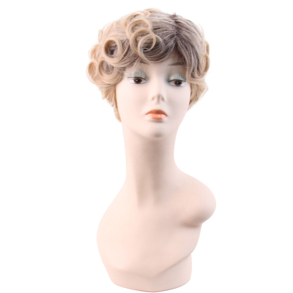 7 Inch Short Gold Silver Precut Glueless Synthetic Wigs Human Hair Pre Plucked Swig Life For Daily Wear
