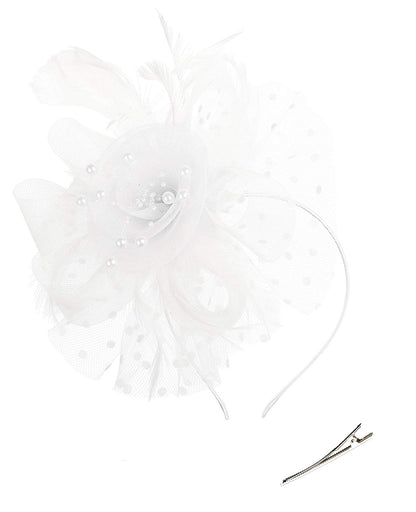 Retro mesh flower headdress bridal feather headdress hair accessories horse racing festival tea party dance hat headband