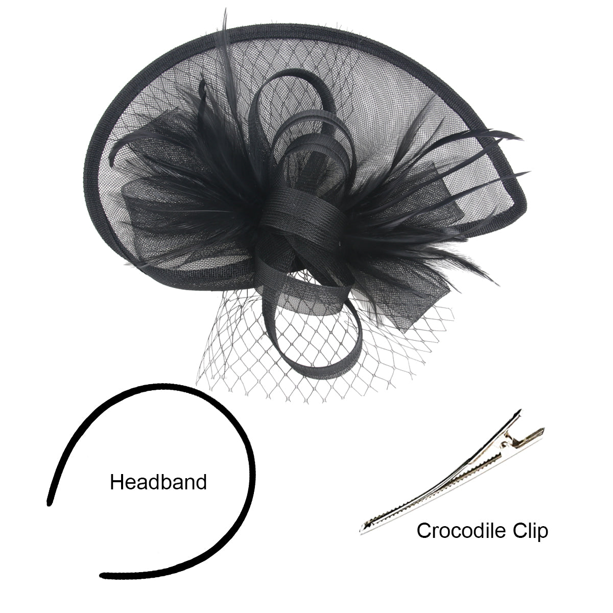 Cross-border church bride Jockey Club headdress retro veil celebrity feather hat female hair accessories stage mesh dinner